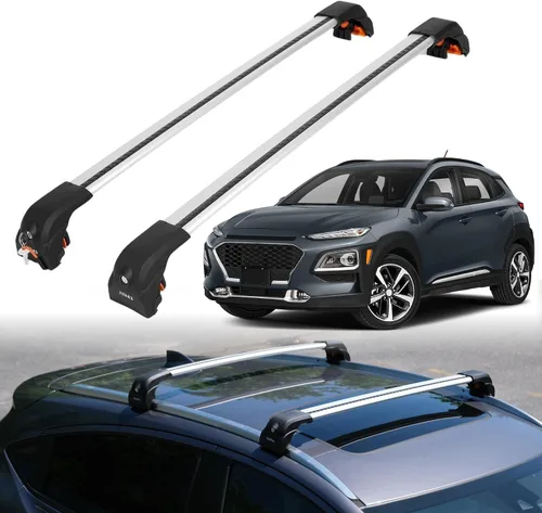 Miniatura 9 de ERKUL Barras transversales mejoradas para Hyundai Kona 2018-2023 Barras transversales de aluminio con bloqueo antirrobo para techo Compatible