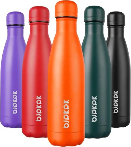 Miniatura 11 de BJPKPK Botellas de agua de acero inoxidable con aislamiento de 17 onzas, mantiene el frío y el calor, brillante oro rosa Oro rosa brillante