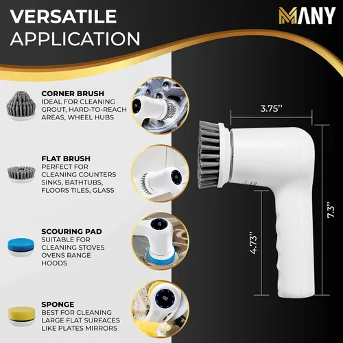 Miniatura 3 de Limpiador eléctrico giratorio 2023, cepillo de limpieza con 4 cabezales reemplazables de limpieza de baño y cocina, fregadores eléctricos