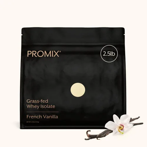 Miniatura 11 de ProMix Nutrition Proteína de suero aislada en polvo, 30g de aislado de suero alimentado con pasto, 6.6g de BCAAs, sin gluten, apta para dieta