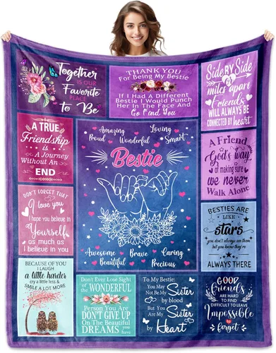 Regalos de mejor amiga para mujeres, manta de mejor amiga de 60 x 50 pulgadas, regalos de cumpleaños para mejores amigas, regalo de mejor amiga para