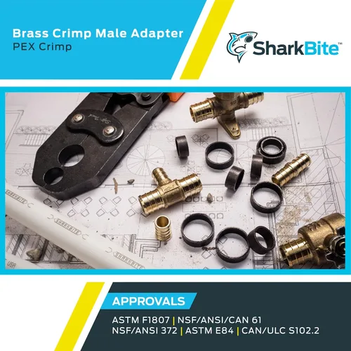 Miniatura 5 de SharkBite - Adaptador macho MNPT de 1/2 pulgada con crimpado, accesorio de fontanería de latón, tubo PEX, cobre, UC120LFA
