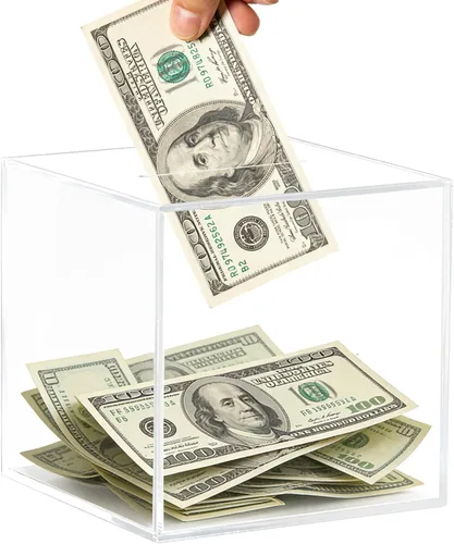 Miniatura 16 de Alcancía transparente para adultos/niños, caja de dinero de acrílico que no se puede abrir para ahorrar dinero en efectivo y monedas, debe romperse