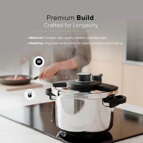 Miniatura 2 de KOCHSTELLE Olla a presión de acero inoxidable de 8L para preparación del hogar y comidas Olla a presión de 8 cuartos con tapa de sistema