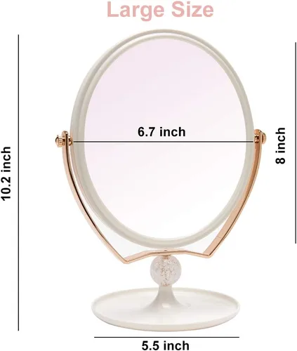 Miniatura 3 de YEAKE Espejo de tocador de maquillaje con aumento, plástico ABS, doble cara, aumento 3X, giro de 360°, espejo de maquillaje de belleza, espejo