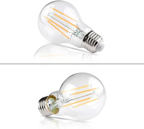Miniatura 9 de Ascher - Bombillas de filamento LED E26, equivalentes a 60 W, luz blanca cálida de 2700 K, no regulables, vidrio transparente clásico, bombillas LED
