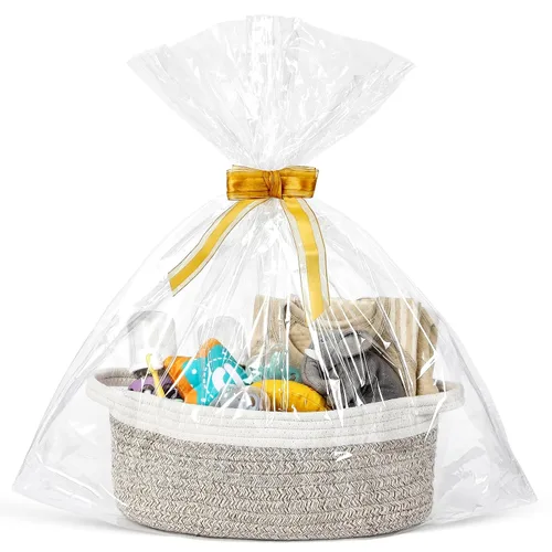 Miniatura 12 de Paquete de 4 canastas pequeñas tejidas con asas, cesta de almacenamiento de cuerda de algodón, bonita cesta de regalo para bebé para guardería, Gris