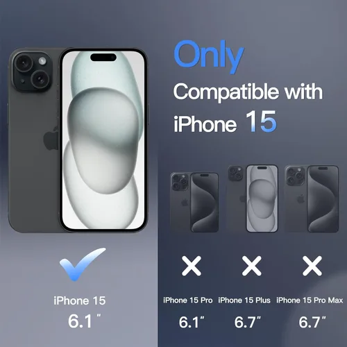 Miniatura 2 de JETech Funda magnética para iPhone 15 de 6.1 pulgadas, compatible con MagSafe, translúcida mate, delgada, a prueba de golpes, color negro
