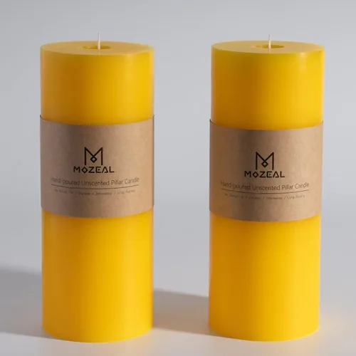 Miniatura 91 de MOZEAL Velas grandes sin perfume vertidas a mano de 3 x 8 pulgadas, sin humo, juego de 2, combustión lenta, sin goteo, aproximadamente 150 horas