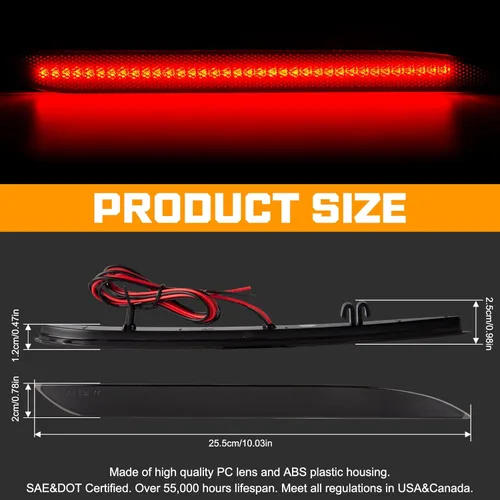 Miniatura 4 de Gempro Luces Reflectantes para Parachoques Trasero para Ford Mustang 2015-2017, Lámparas de Freno y Cola LED, Lente Ahumada, 2 Piezas Reflector