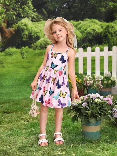 Miniatura 79 de Vestido de verano para niños pequeños, con diseño de dinosaurio, sin espalda, con lazo, vestido de playa de cumpleaños