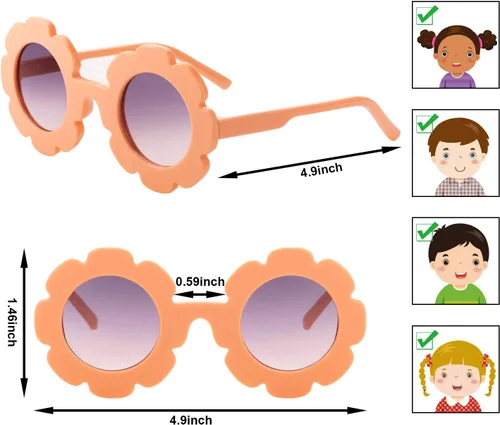 Miniatura 3 de Weewooday 8 lentes de sol de flores para niños, lindos lentes redondos para bebé, lentes con forma de flor para niños y niñas, accesorios de fiesta