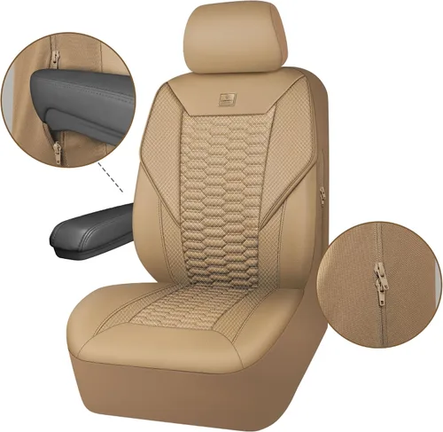 Miniatura 8 de CAR PASS Juego completo de fundas para asientos de coche de malla de espuma 3D de cuero, fundas para asientos de coche de malla transpirable