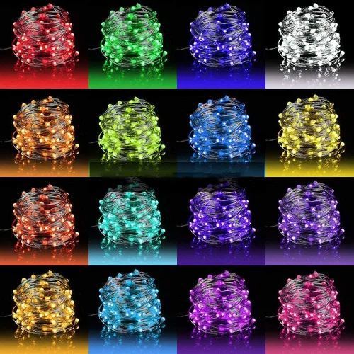 Miniatura 10 de Omika guirnalda de luces LED multicolor, cambian de color, impermeables, luces intermitentes con control remoto para interiores, exteriores
