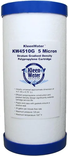 Miniatura 2 de KleenWater Filtros de polietileno de 5 micras de 4.5 x 10 pulgadas, compatibles con cartuchos de filtro de agua GE, paquete múltiple, 3 filtros