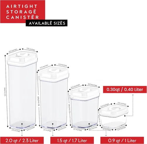 Miniatura 6 de DWËLLZA KITCHEN Recipientes herméticos de almacenamiento de alimentos con tapas, juego de 5 piezas, accesorios de cocina, organización de despensa