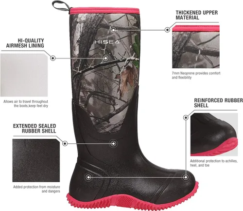 Miniatura 3 de Hisea - Botas de caza impermeables con aislamiento de media pantorrilla para mujer