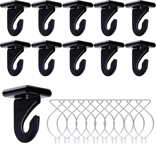 Miniatura 6 de 40 ganchos de techo colgantes para aulas y oficinas, ganchos de techo negros resistentes para plantas colgantes y decoraciones, ganchos de metal