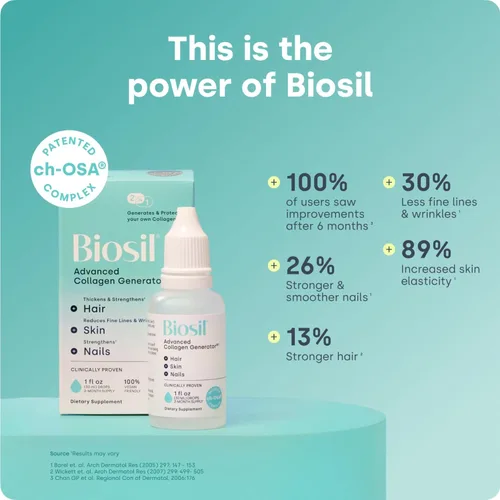 Miniatura 2 de Biosil Suplemento potenciador de colágeno – Gotas de 0.5 onzas líquidas, paquete de 2 – Activador patentado ch-OSA para piel, cabello, uñas