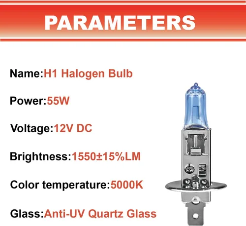 Miniatura 3 de GRANT H1 Bombillas halógenas para faros delanteros, paquete de 2 bombillas de repuesto de haz alto y bajo y niebla, bombillas de alto rendimiento