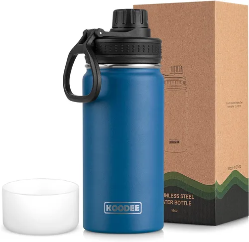 Miniatura 116 de koodee Insulated Water Bottle, 32 oz Stainless Steel Double Wall Vacuum Wide Mouth Sport Bottle with Leakproof Spout Lid (Navy)