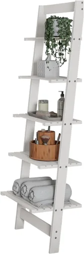 Miniatura 5 de Lavish Home - Estantería de escalera de 5 niveles, estantería inclinada estrecha de 50 pulgadas, estantería de madera para sala de estar, baño