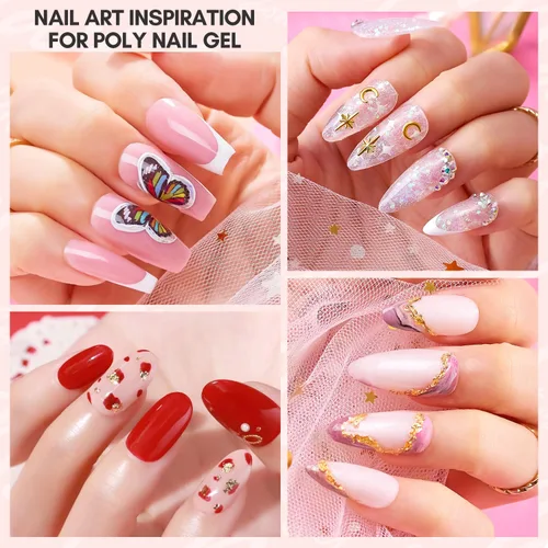 Miniatura 8 de Makartt Gel de uñas de poligel 50ml, gel constructor para uñas sin hema, rosa y marrón, fortalecedor multifuncional para extensión de uñas, gel duro
