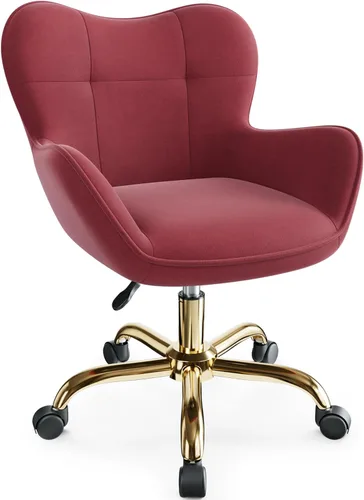 Miniatura 10 de Silla de tocador con ruedas, bonitas sillas de escritorio de oficina en casa, altura ajustable para sala de estar, dormitorio, pequeña silla