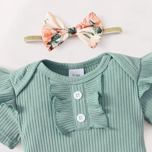 Miniatura 6 de Conjunto de ropa para bebé recién nacido, mameluco con pantalón floral, ropa de algodón para niñas