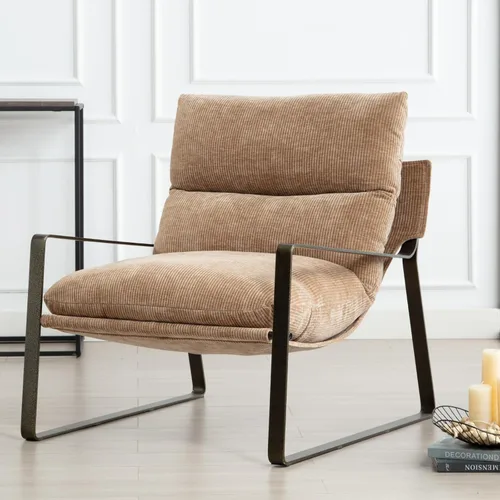 Miniatura 9 de Ya-Home Silla de Acento Mid-Century, Silla Lateral Cómoda con Reposabrazos de Tela Chenille, Silla de Ocio Tapizada con Marco de Metal Negro