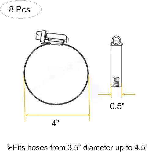 Miniatura 5 de Abrazaderas de conducto de acero inoxidable 304 ajustables de 4 pulgadas para abrazadera de manguera de 4 pulgadas, abrazadera de conducto de aire