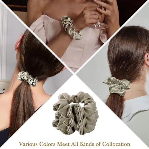 Miniatura 5 de Lazos para el cabello de seda de morera, prevención del encrespamiento y sin daños, accesorios para dormir y noche para mujeres (albaricoque)