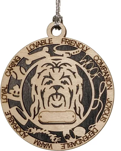 Miniatura 82 de Adorno de Navidad personalizado de madera para perro de 3 pulgadas, nombre y texto personalizables, hecho a mano en Estados Unidos, diseño de corte