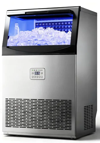 Miniatura 10 de Manastin Máquina de hielo comercial, máquina de hielo grande de 100 libras/24 horas con capacidad de almacenamiento de 33 libras, máquina de hielo