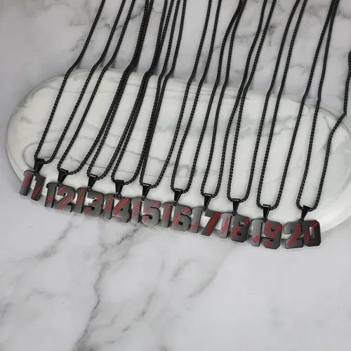 Miniatura 3 de Collar de béisbol de la suerte para niño, con número de camiseta del 00 al 99, cadena de acero inoxidable con dije de béisbol, regalo para hombre