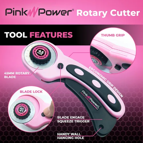 Miniatura 6 de Pink Power - Tijeras eléctricas de tela para manualidades, costura, cartón, alfombra y scrapbooking - Herramienta de corte de alta resistencia, Rosa