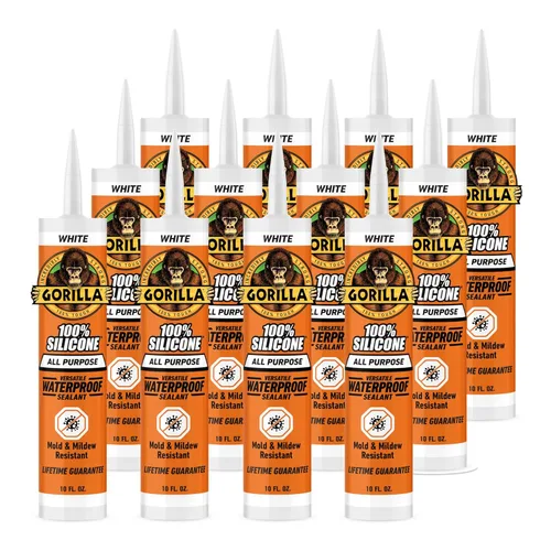 Miniatura 12 de Gorilla Sellador de silicona impermeable para calafatear y sellar, cartucho de 10 onzas (paquete de 1), sellador de calafateo blanco para cocina