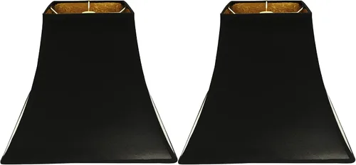 Miniatura 9 de Royal Designs - Pantalla de lámpara cuadrada con tapa dura, accesorio de clip redondo, negro, forro dorado de pelo de caballo, (4 x 4) x 8 x 7