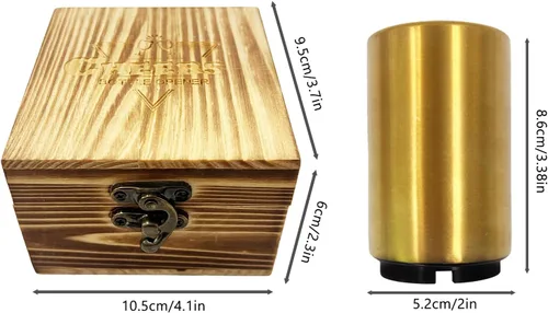 Miniatura 5 de Daily Treasures Abrebotellas automático de cerveza, abridor magnético de botellas con caja de madera, abrebotellas a presión, no daña la tapa