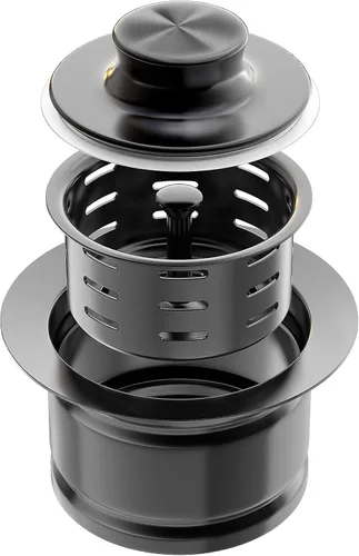 KONE Brida extendida de eliminación de basura con colador y tapón, brida profunda de fregadero de cocina de acero inoxidable 304 para drenaje de