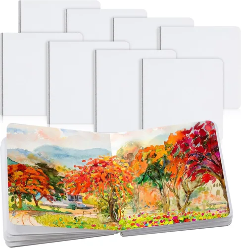 Tenceur 8 mini diarios de acuarela portátiles de 3.9 x 3.9 pulgadas, 240 hojas, 480 páginas, cuadernos de bocetos cuadrados pequeños de acuarela,