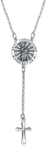 Miniatura 603 de Collar con colgante de plata de ley 925 con medalla de San Patrón, joyería religiosa para hombres y mujeres, con cadena de acero inoxidable 316L