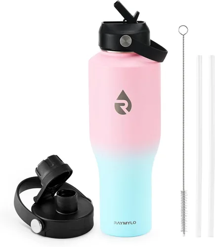 Miniatura 18 de RAYMYLO Botella de agua de acero inoxidable de 32 onzas (fría durante 48 horas, caliente durante 24 horas), botella de agua aislada al vacío