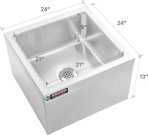 Miniatura 5 de DuraSteel Fregadero de fregona de acero inoxidable con drenaje de fregadero/colador - Certificado NSF - 24 pulgadas de ancho x 24 pulgadas de largo