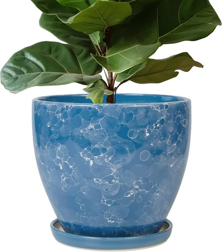 Miniatura 19 de Maceta para Plantas de 6.8 Pulgadas - Maceta de Cerámica con Orificio de Drenaje y Platillo, Maceta Redonda Moderna para Flores, Macetas