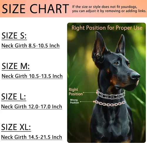 Miniatura 6 de DEYACE Collar de entrenamiento para perros de acero inoxidable, hebilla de liberación rápida, collar ajustable para perros pequeños, circunferencia