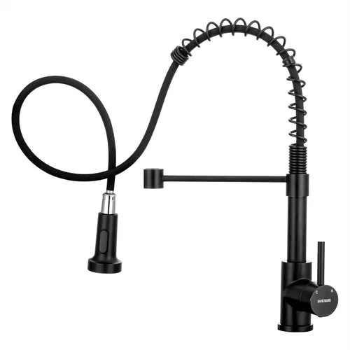 Miniatura 13 de WEWE Grifo de fregadero de cocina, grifos de cocina con rociador desplegable de acero inoxidable de una sola manija un solo agujero níquel cepillado