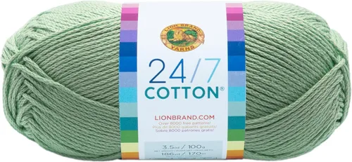 Miniatura 64 de Lion Brand Yarn, Hilo ligero mercerizado de algodón 24/7 para tejer, ganchillo y manualidades, Almirante, 1 paquete, 185 yardas de fibra natural