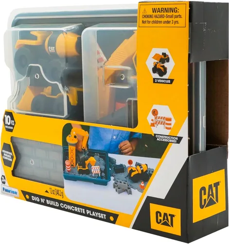 Miniatura 6 de CAT Dig N Build Juego de Concreto Moldeable - Compuesto de Concreto Moldeable de 12 onzas, Grúa, 2 Vehículos de Máquinas Pequeñas, Moldes