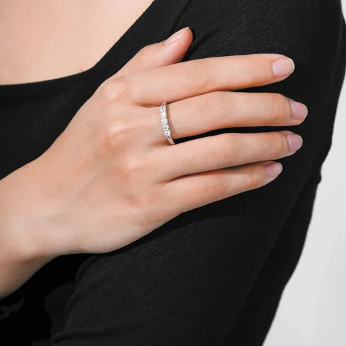 Miniatura 5 de Tienda Collection Sterling Silver Five-Stone Ring set with Round Cut Infinite Elements Cubic Zirconia